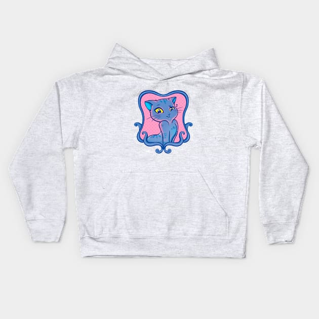 Blue Cat Kids Hoodie by rustyhands